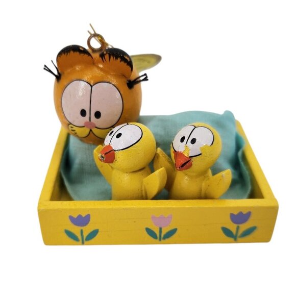 Vintage Dakin Garfield Wooden Easter Ornaments 1981 6pc - Picture 4 of 13